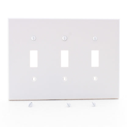 Hubbell PJ3W White 3-Gang Unbreakable Mid-Size Toggle Switch Cover Wallplate