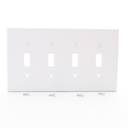 Hubbell PJ4W White 4-Gang Unbreakable Mid-Size Toggle Switch Cover Switchplate