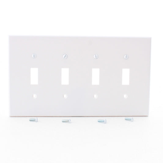 Hubbell PJ4W White 4-Gang Unbreakable Mid-Size Toggle Switch Cover Switchplate