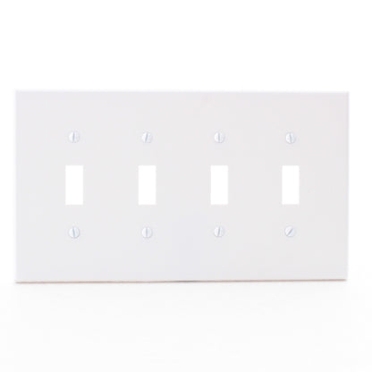 Hubbell PJ4W White 4-Gang Unbreakable Mid-Size Toggle Switch Cover Switchplate