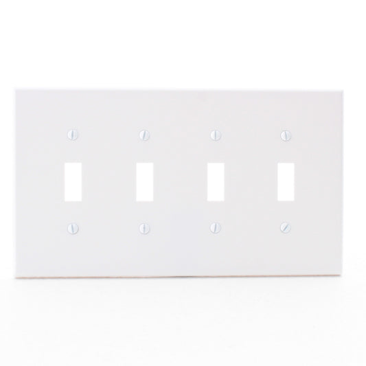 Hubbell PJ4W White 4-Gang Unbreakable Mid-Size Toggle Switch Cover Switchplate