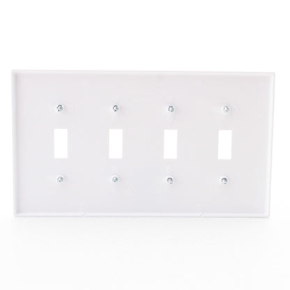 Hubbell PJ4W White 4-Gang Unbreakable Mid-Size Toggle Switch Cover Switchplate