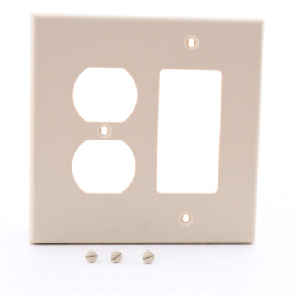 Hubbell PJ826I Ivory Unbreakable 2-Gang Duplex Outlet Switch GFCI Mid-Size Cover