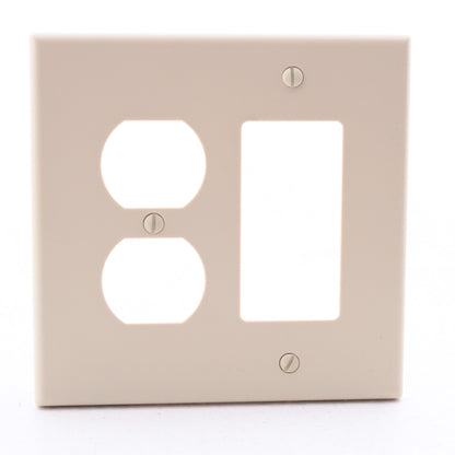 Hubbell PJ826I Ivory Unbreakable 2-Gang Duplex Outlet Switch GFCI Mid-Size Cover