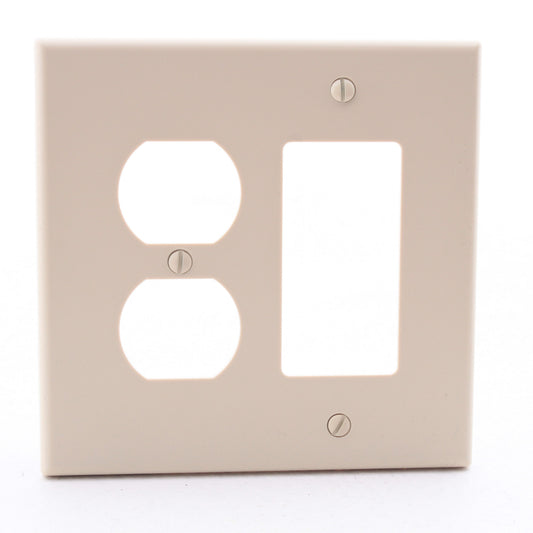 Hubbell PJ826I Ivory Unbreakable 2-Gang Duplex Outlet Switch GFCI Mid-Size Cover
