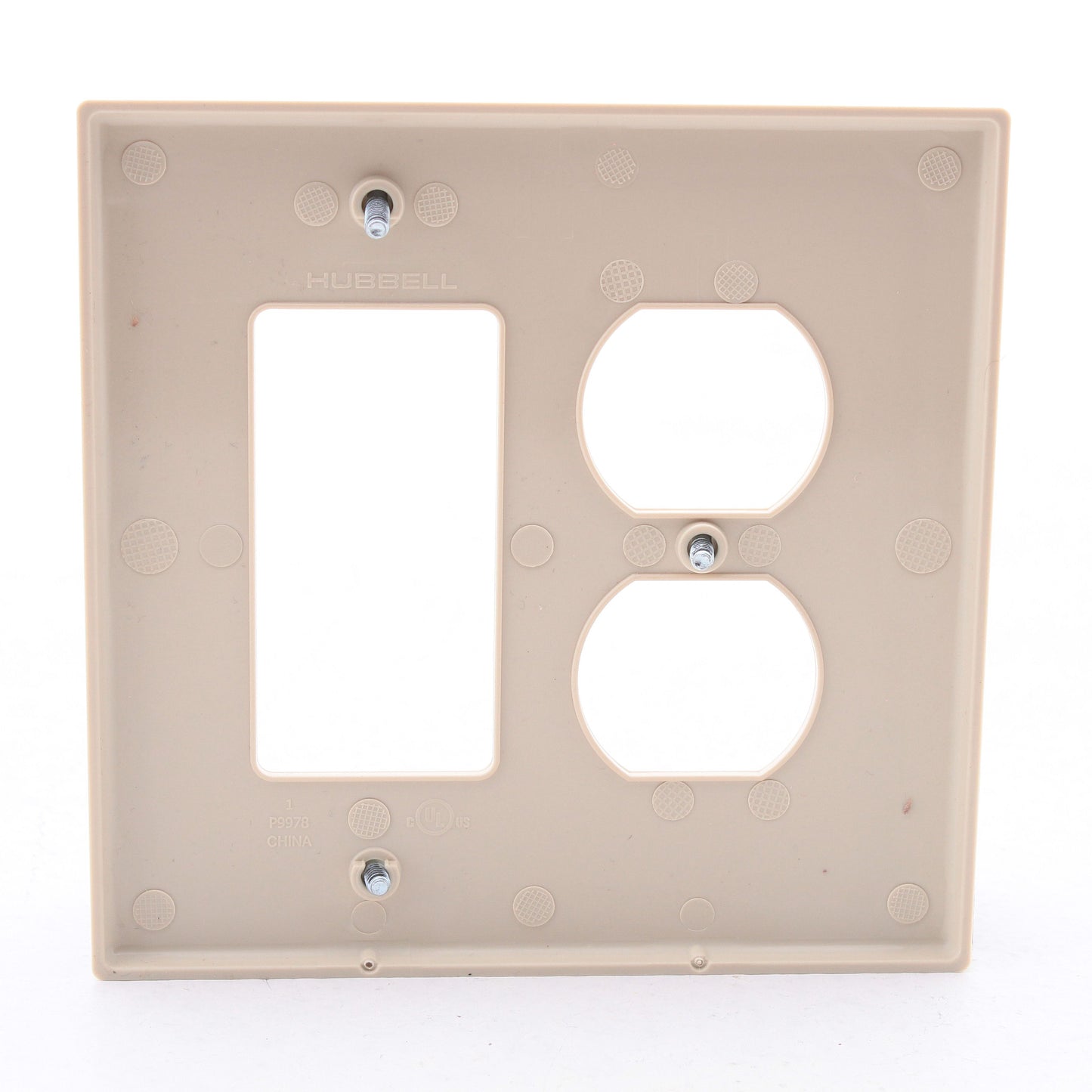 Hubbell PJ826I Ivory Unbreakable 2-Gang Duplex Outlet Switch GFCI Mid-Size Cover