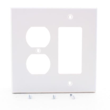 Hubbell PJ826W White Unbreakable 2-Gang Duplex Outlet Switch GFCI Mid-Size Cover