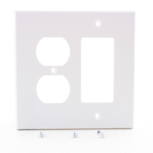 Hubbell PJ826W White Unbreakable 2-Gang Duplex Outlet Switch GFCI Mid-Size Cover
