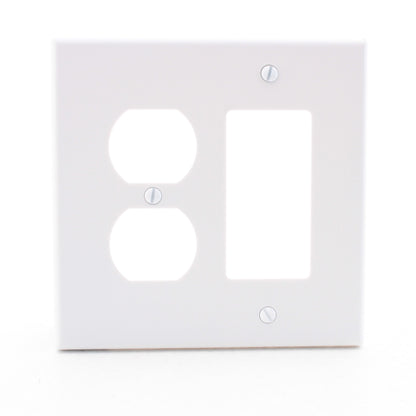 Hubbell PJ826W White Unbreakable 2-Gang Duplex Outlet Switch GFCI Mid-Size Cover