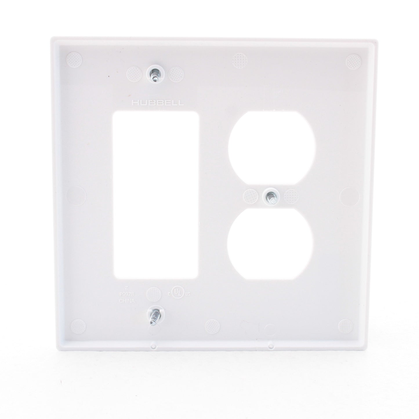 Hubbell PJ826W White Unbreakable 2-Gang Duplex Outlet Switch GFCI Mid-Size Cover