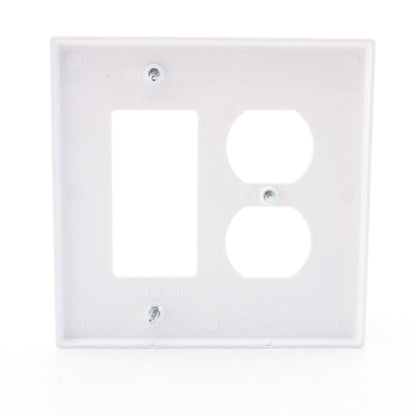 Hubbell PJ826W White Unbreakable 2-Gang Duplex Outlet Switch GFCI Mid-Size Cover