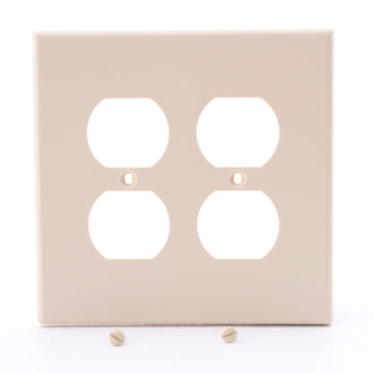 Hubbell PJ82I Ivory Unbreakable 2-Gang Duplex Receptacle Outlet Mid-Size Cover