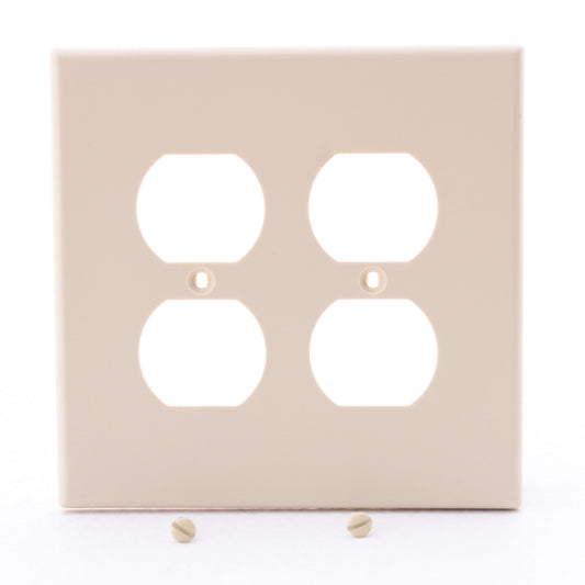 Hubbell PJ82I Ivory Unbreakable 2-Gang Duplex Receptacle Outlet Mid-Size Cover