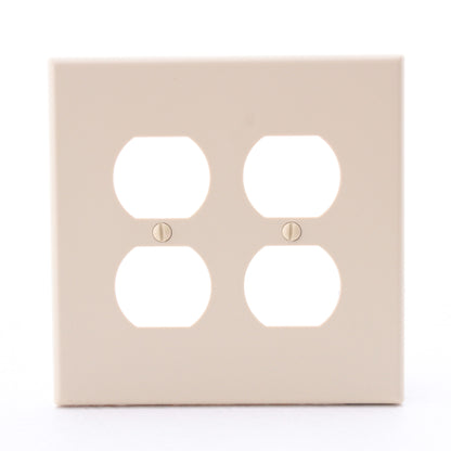 Hubbell PJ82I Ivory Unbreakable 2-Gang Duplex Receptacle Outlet Mid-Size Cover