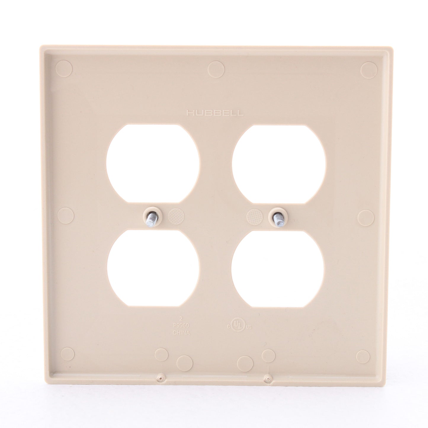 Hubbell PJ82I Ivory Unbreakable 2-Gang Duplex Receptacle Outlet Mid-Size Cover