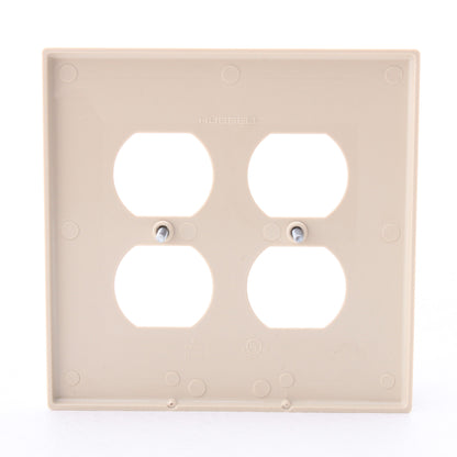 Hubbell PJ82I Ivory Unbreakable 2-Gang Duplex Receptacle Outlet Mid-Size Cover