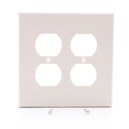 Hubbell PJ82LA Light Almond Unbreakable 2-Gang Duplex Receptacle Mid-Size Cover