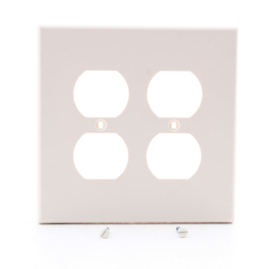 Hubbell PJ82LA Light Almond Unbreakable 2-Gang Duplex Receptacle Mid-Size Cover