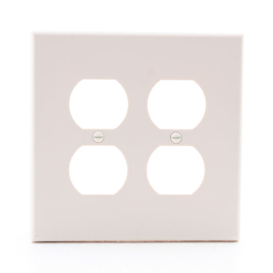 Hubbell PJ82LA Light Almond Unbreakable 2-Gang Duplex Receptacle Mid-Size Cover