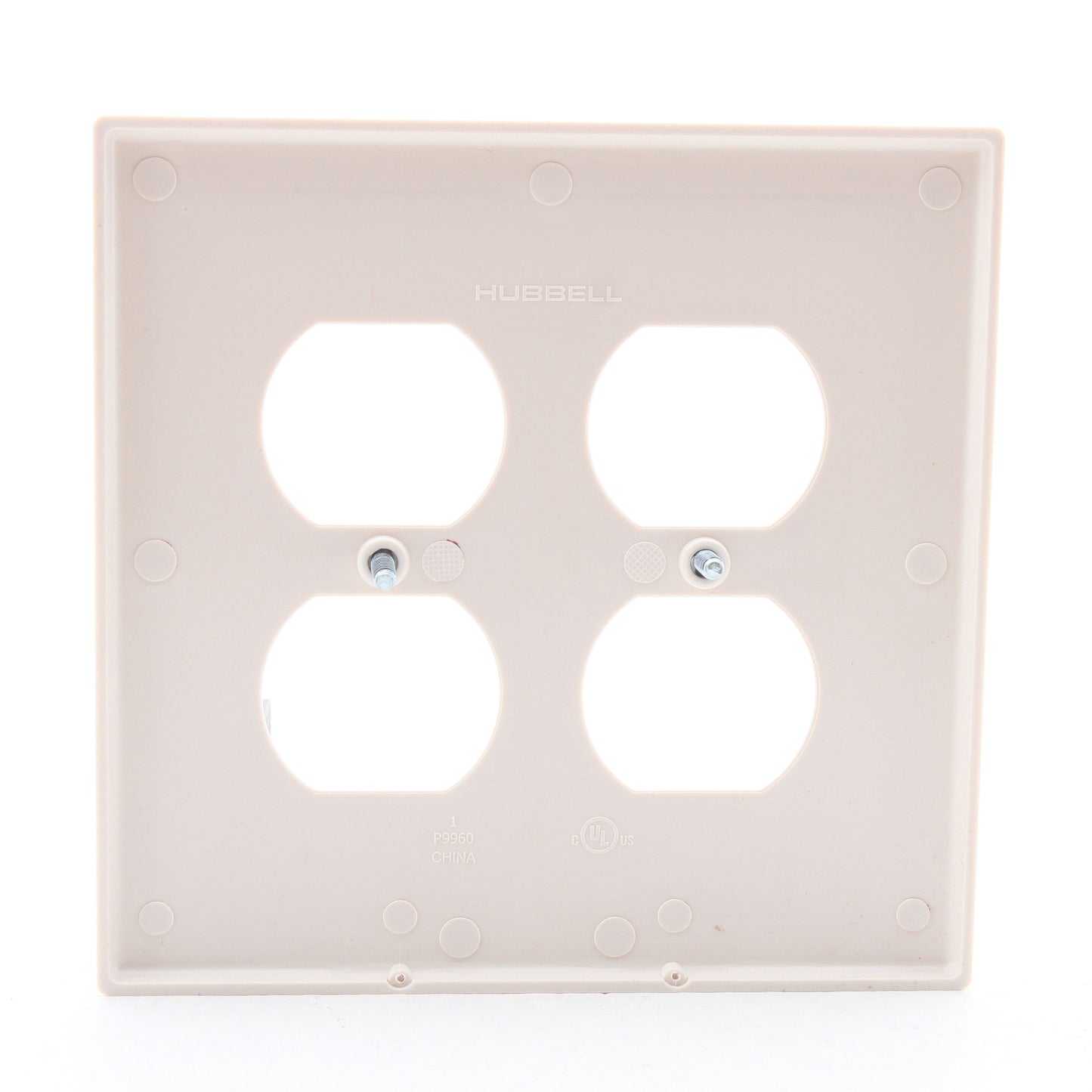 Hubbell PJ82LA Light Almond Unbreakable 2-Gang Duplex Receptacle Mid-Size Cover