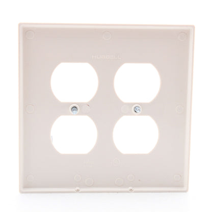 Hubbell PJ82LA Light Almond Unbreakable 2-Gang Duplex Receptacle Mid-Size Cover