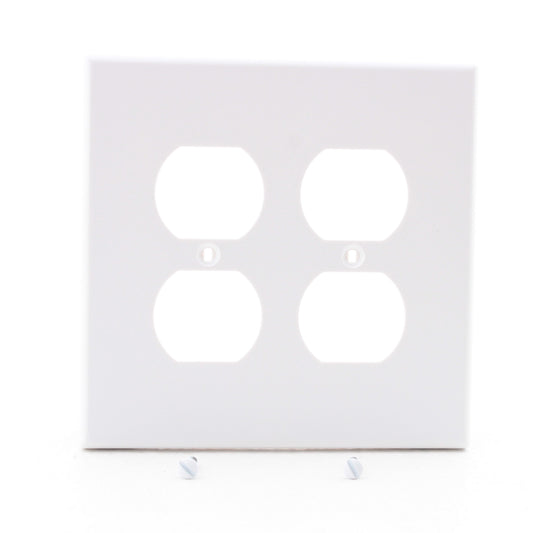 Hubbell PJ82W White Unbreakable 2-Gang Duplex Receptacle Outlet Mid-Size Cover