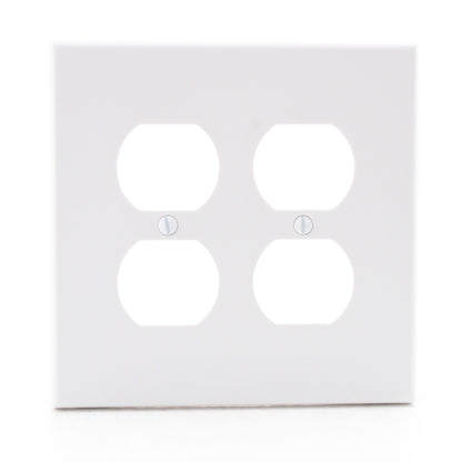 Hubbell PJ82W White Unbreakable 2-Gang Duplex Receptacle Outlet Mid-Size Cover