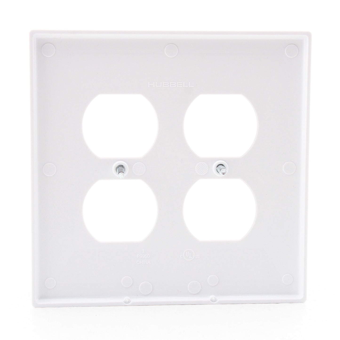 Hubbell PJ82W White Unbreakable 2-Gang Duplex Receptacle Outlet Mid-Size Cover