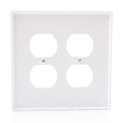 Hubbell PJ82W White Unbreakable 2-Gang Duplex Receptacle Outlet Mid-Size Cover
