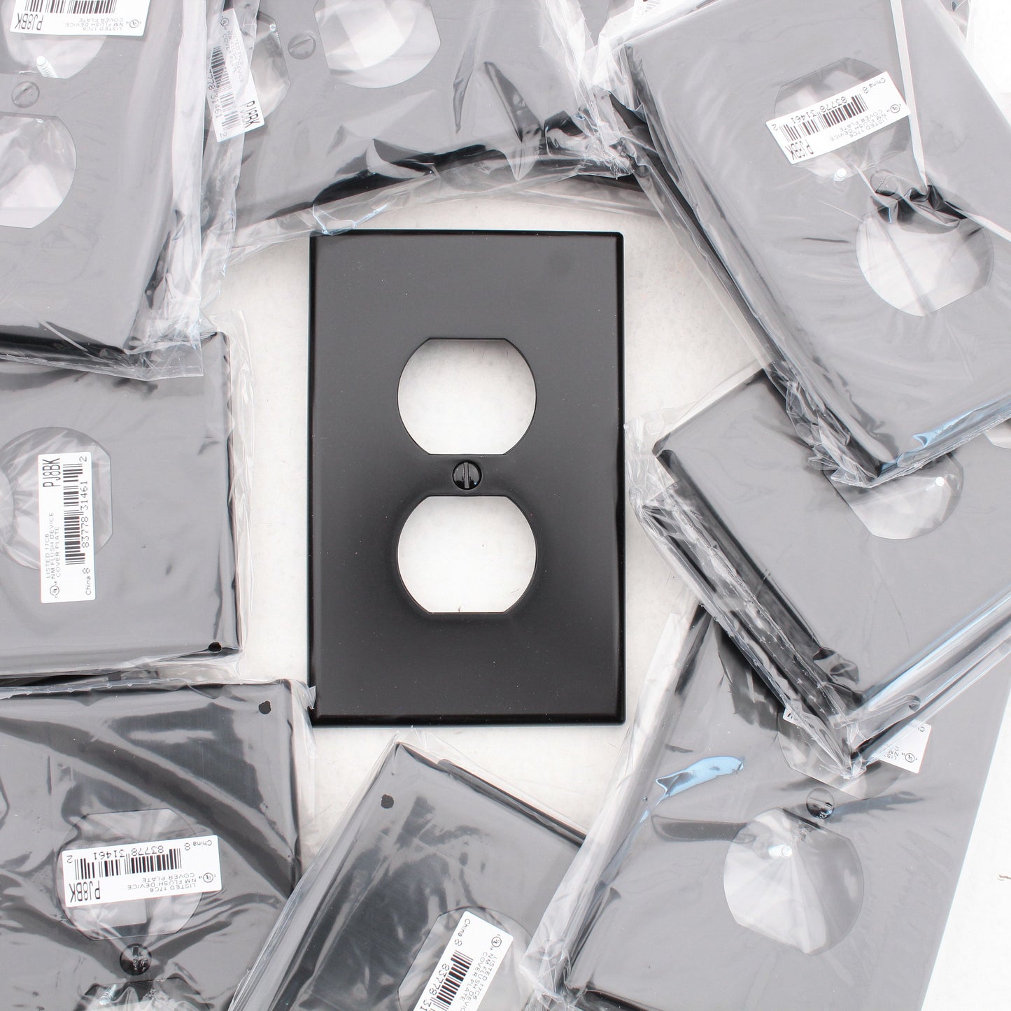 Hubbell PJ8BK Black Unbreakable Duplex Receptacle Mid-Size Outlet Covers 25pcs