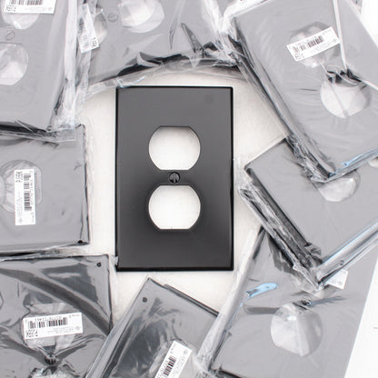 Hubbell PJ8BK Black Unbreakable Duplex Receptacle Mid-Size Outlet Covers 25pcs