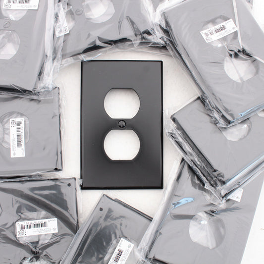 Hubbell PJ8BK Black Unbreakable Duplex Receptacle Mid-Size Outlet Covers 25pcs