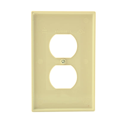 Hubbell PJ8I Ivory Unbreakable Duplex Receptacle Wallplate Mid-Size Outlet Cover