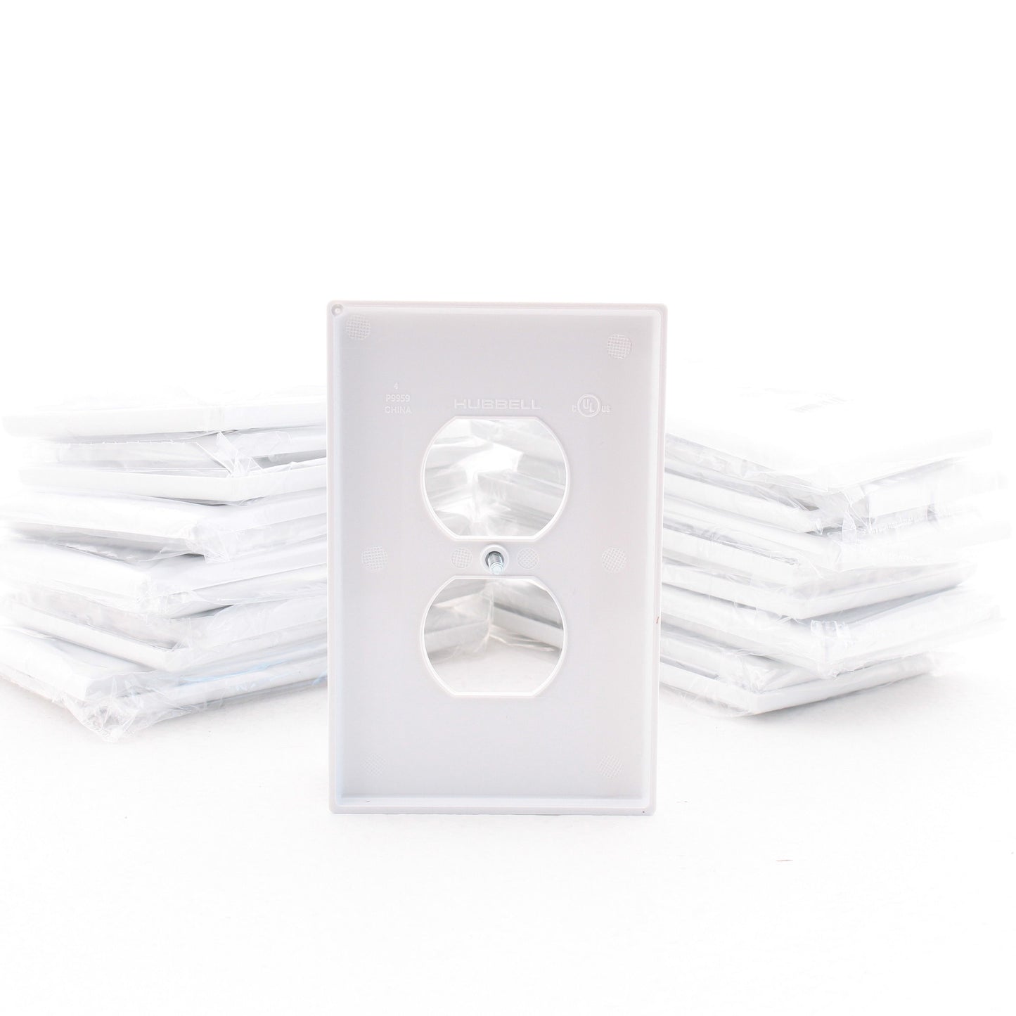 Hubbell PJ8W White Unbreakable Duplex Receptacle Mid-Size Outlet Covers 25pcs