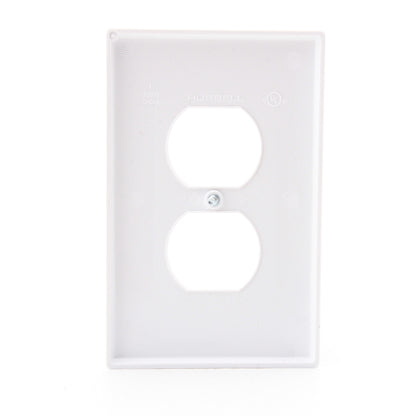 Hubbell PJ8W White Unbreakable Duplex Receptacle Wallplate Mid-Size Outlet Cover