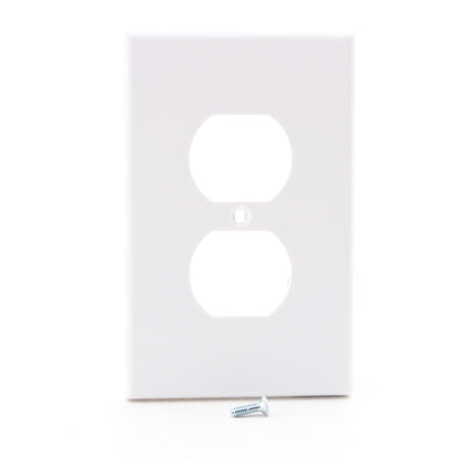 Hubbell PJ8W White Unbreakable Duplex Receptacle Wallplate Mid-Size Outlet Cover