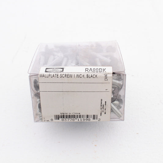 100 Hubbell Black 1" Wallplate Cover Screws 6-32 Oval Head Straight Slot RA88BK