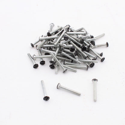 100 Hubbell Black 1" Wallplate Cover Screws 6-32 Oval Head Straight Slot RA88BK