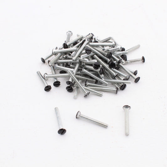 100 Hubbell Black 1" Wallplate Cover Screws 6-32 Oval Head Straight Slot RA88BK