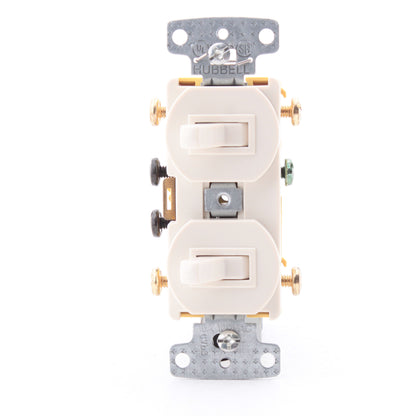 Hubbell RC303AL Almond Dual Three?Way Toggle Switch Control Combination 15A 120V