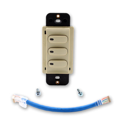Hubbell RCS3I Ivory LoadLogic Smart Switch for Controller 3-Button w/Pilot Light