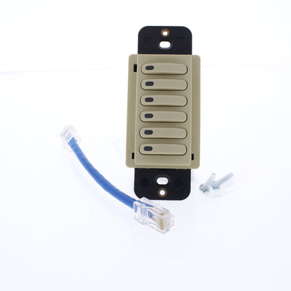 Hubbell RCS6I Ivory LoadLogic Smart Switch for Controller 6-Button w/Pilot Light