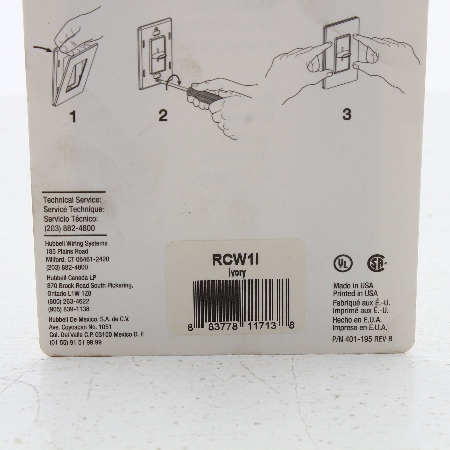 Hubbell RCW1I Ivory 1-Gang Decorator Unbreakable Nylon Standard Wallplate Cover