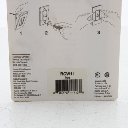 Hubbell RCW1I Ivory 1-Gang Decorator Unbreakable Nylon Standard Wallplate Cover