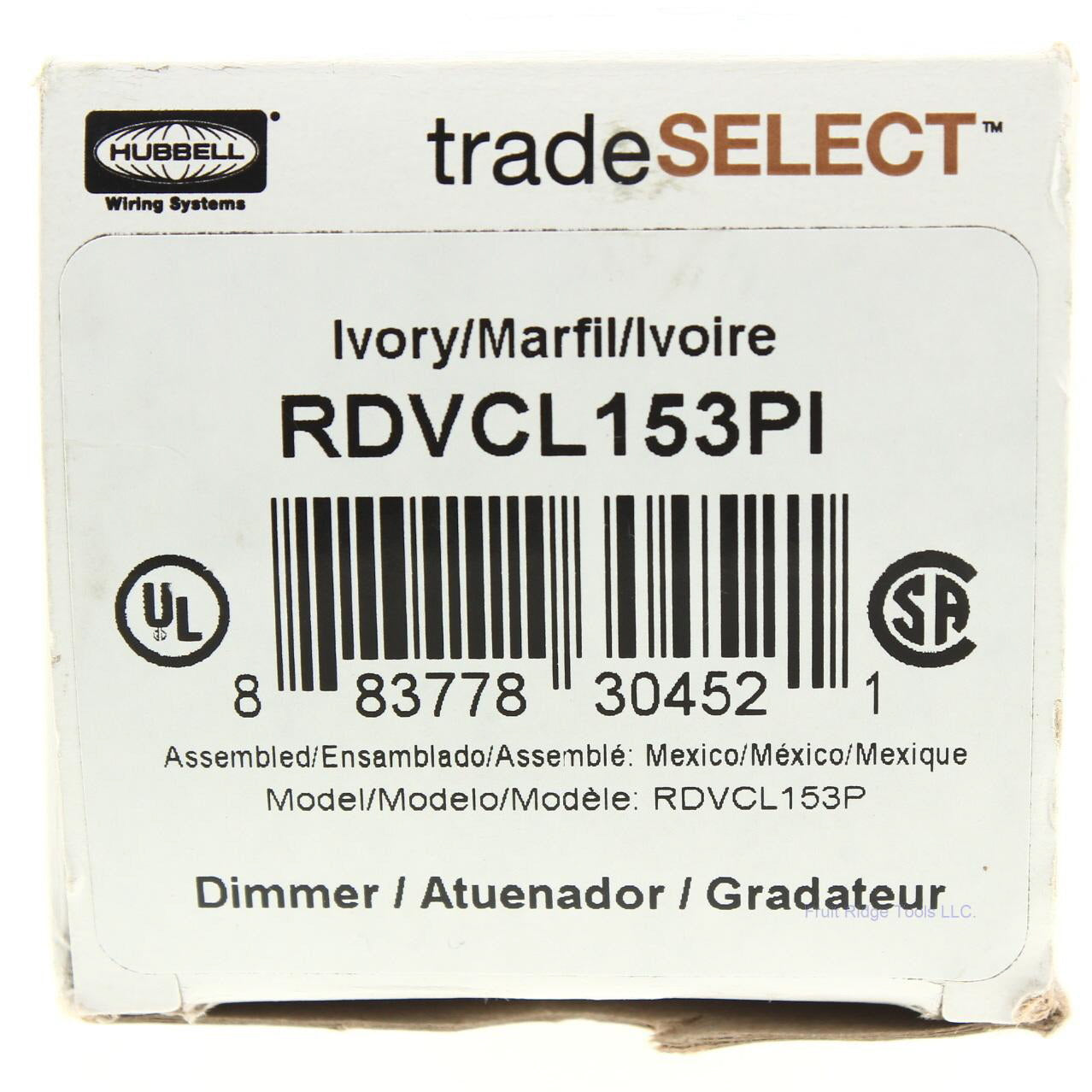 Hubbell RDVCL153PI Ivory CFL/LED Decorator Rocker Light Dimmer Switch 3-Way 150W
