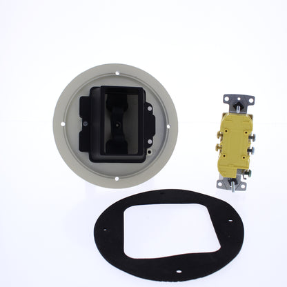 Hubbell RF506AL Almond Flange & Hinged Cover for Floor Box 15A 125V Receptacle