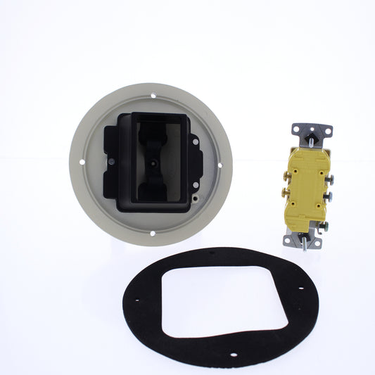 Hubbell RF506AL Almond Flange & Hinged Cover for Floor Box 15A 125V Receptacle