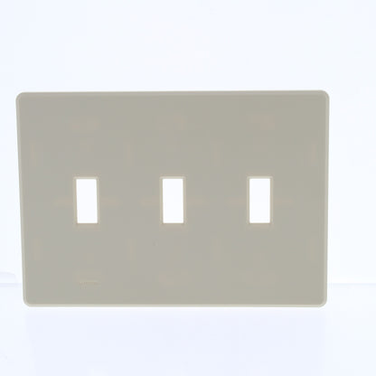 Hubbell RFW3I Ivory 3-Gang Toggle Switch Screwless Unbreakable Wallplate Cover