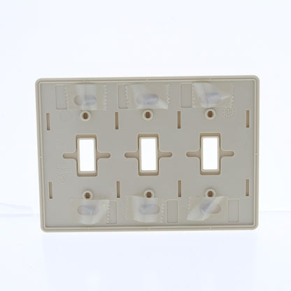 Hubbell RFW3I Ivory 3-Gang Toggle Switch Screwless Unbreakable Wallplate Cover