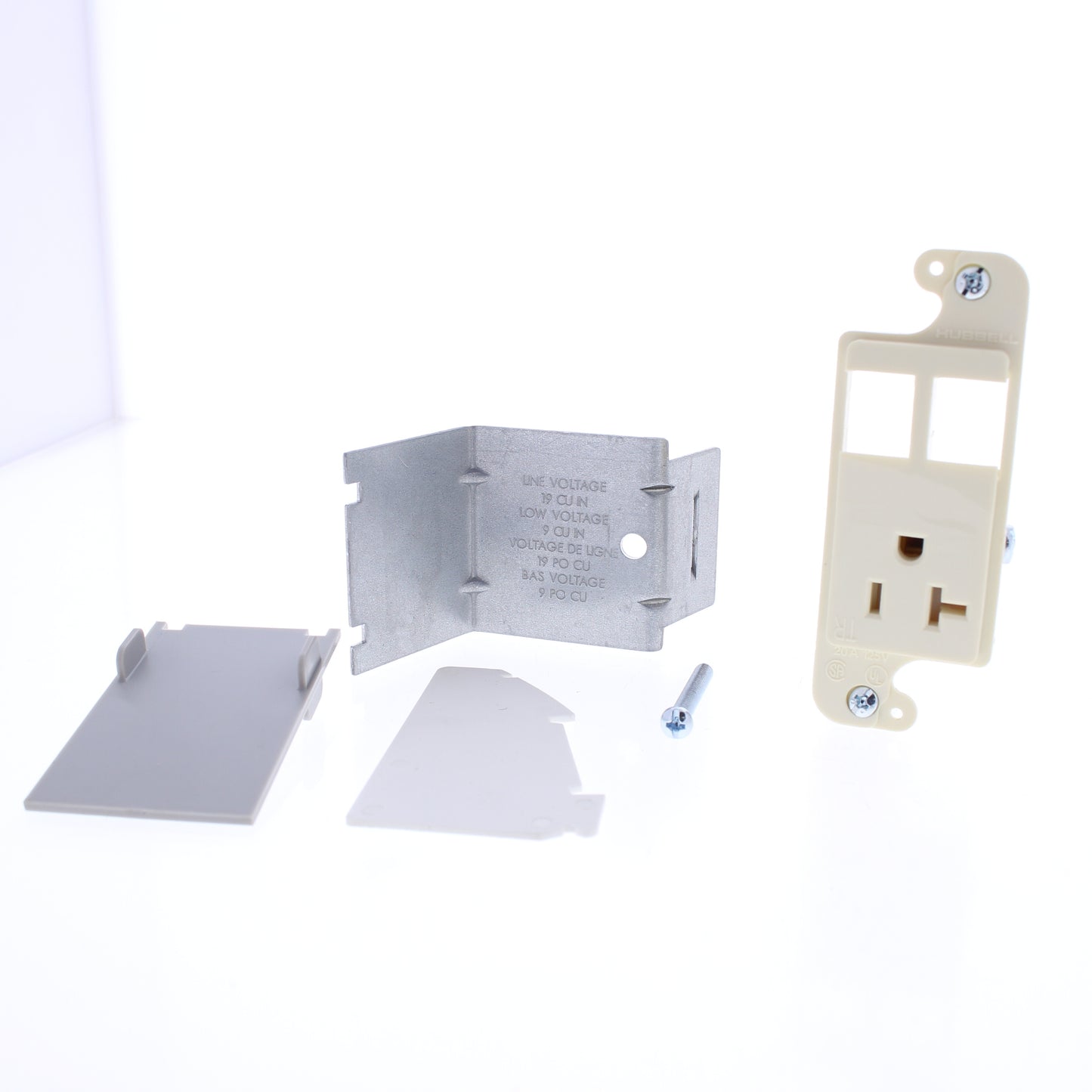 Hubbell Almond JLOAD Multimedia Outlet 2-Port 20A Tamper Resistant RJ62ALTR